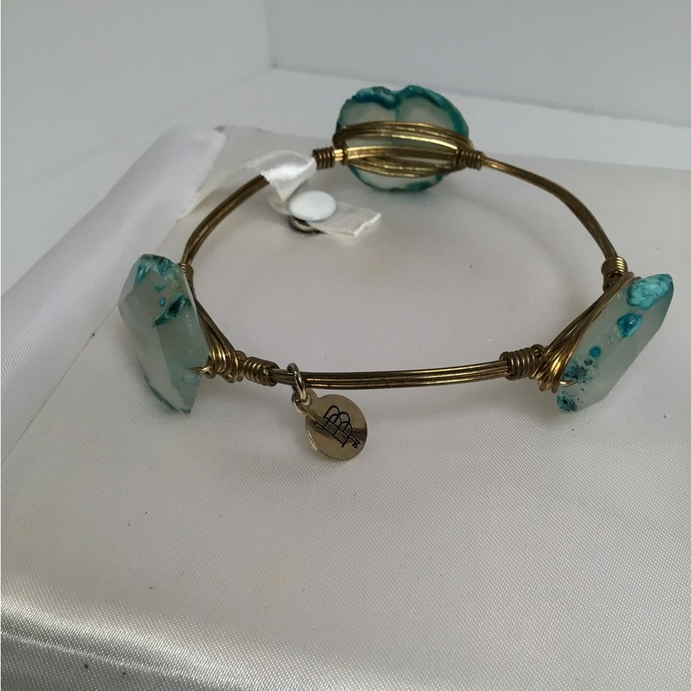 Bourbon and Bow ties blue agate bracelet